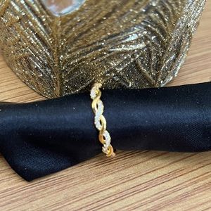 Minimalist Goldtone Braided Micro Pave Set CZ Band